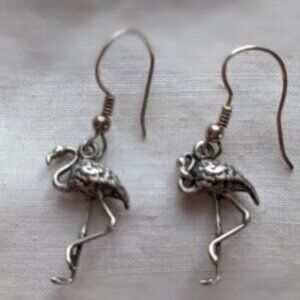 Sterling Silver Flamingo Pierced Earrings
